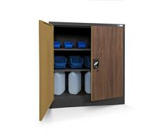 Jan Nowak Armadio da Ufficio C001B Archivio per Officina in Metallo Verniciato a polvere Chiudibile 92,5 cm x 90 cm x 40 cm Antracite-Aspetto Legno