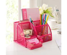 LEORX Ufficio Scrivania Mesh Desk Supplies organizzatore (Rosso)