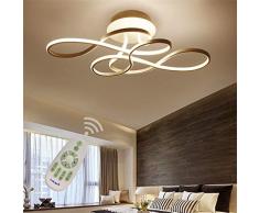 Plafoniera LED Dimmerabile con telecomando, Lampada da Soffitto per Soggiorno Cucina Ufficio Cameretta Corridoio Bagno, Moderno Fiore Squillare Design Lampadario Paralume Acrilico L53*W34cm (Doro)