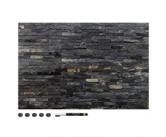 Navaris Memo Board Lavagna Magnetica 40x60cm - Lavagnetta Scrivibile Cancellabile con 1XPennarello 5X Calamite - Bacheca Effetto Stone