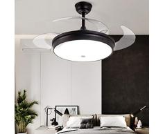 Ventilatori da soffitto con lampada Ventilatore Luce LED Invisible Fan Lampadario Nordic Camera Restaurant Living Room Lampade Ventilatore A Soffitto (Color : Black, Size : 92 * 40 cm)