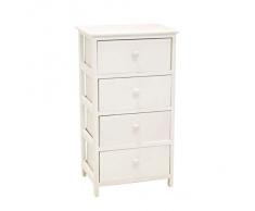 Cassettiera grande 4 cassetti Bianca in legno Paulownia 29 x 73 x 40 Biacchi