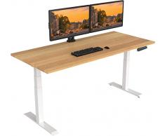 FLEXISPOT E6+160 * 80cm Scrivania Regolabile in Altezza Standing Desk Scrivania Elettrica Scrivania Motorizzata a 3 Stadi a 2 Motore Capacità di carico 125 kg (160x80 cm, Bambù+Bianco)