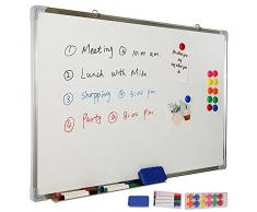 BAKAJI Bacheca Pannello Lavagna Magnetica Cancellabile Forma Rettangolare con Cornice in Alluminio e Magneti Decorazione Casa Arredamento Design Moderno da Parete Vintage (90x60x1.8)