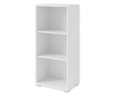 Stella Trading Office Line-Scaffale per Documenti, a Mezza Altezza, con 3 Scomparti Aperti, Set Completo di mobili da Ufficio, Materiale: Legno, Bianco, 52 x 114 x 35 cm