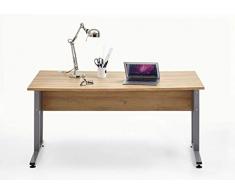 AVANTI TRENDSTORE - Ferron - Scrivania spaziosa ed Elegante in Laminato di Quercia Antica con Sostegno in Metallo, Parte di Un Moderno Arredamento da Ufficio, Dimensioni: Lap 160x75x80 cm