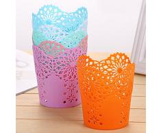 Laat Hollow portapenne plastica desktop Trash can spazzatura carrello ufficio da scrivania Paper detriti secchiello da tavolo pattumiera spazzatura pattumiera senza coperchio, plastica, Pink, 10*7.5*11.5