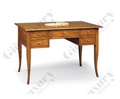 Scrivania, stile classico, in legno massello e pannello di fibra a media densità, con rifinitura in noce laccato, 107 x 56 x 81