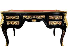 Casa Padrino Segretario Boulle barocco in stile francese nero/oro 140 cm - Scrivania in stile antico artigianale con cassetto - Mobili da ufficio barocco