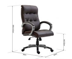 HOMCOM - Poltrona Sedia Direzionale da Ufficio Regolabile e Girevole in Similpelle 62 × 78 × 103.5-111cm Marrone