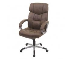 Mendler Poltrona ufficio HWC-A71 design moderno tessuto effetto scamosciato marrone