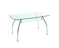Scrivania Scrittoio Tavolo da Salotto Soggiorno Salone Ufficio in Vetro Temperato Resistente Gambe In Metallo Cromato E Ripiano Design Elegante Moderno Luxury Jefferson - 145 x 75 x 85 Cm Trasparente