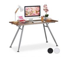 Relaxdays Scrivania, Design Moderno, per Cameretta & Studio, Ampia Superficie, HLP 77 x 135 x 60 cm, Aspetto Legno, Pannelli MDF, Metallo, Marrone