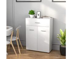 GYMAX Armadietto da Terra, con 2 Ante e 1 Cassetto, Maniglie Alluminio, Mobiletto da Soggiorno/Ufficio/Bagno, di Stile Moderno, 59,5 x 81,7 x 28,9 cm, Desktop Portata di 20 kg (Bianco)