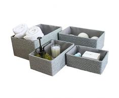 Scatole di Immagazzinaggio di Carta di Eco, Cestino di Immagazzinaggio Impilabile Fatto a Mano Asciugamano Libri di Trucco Armadio Bedroom Decor Set di 4