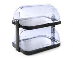 HENDI Vetrina Espositiva Refrigerata, Display per Buffet, Set Espositore di Raffreddamento con 2 Vassoi, Coperchi Rotanti Roll-Top ed Elementi Refrigeranti, Doppio, 440x320x(h)440 mm, ABS,SAN, Inox