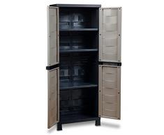 Armadio Ambition Midi Tuttopiani con 3 Ripiani, in plastica, Dim. 65x37x173h cm, Art. 206, Colore Nero/Grigio Tortora