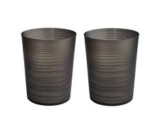 mDesign Set da 2 Contenitori rifiuti in plastica – Ideali come pattumiera differenziata o come cestino spazzatura ufficio – nero opaco