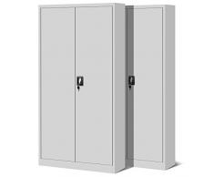 Jan Nowak Set di 2 Armadio da Ufficio C001 Archivio per Officina in Metallo Verniciato a polvere Chiudibile 195 cm x 90 cm x 40 cm (Grigio)