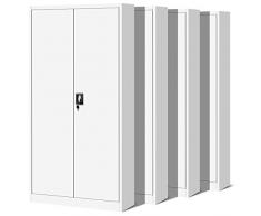 Jan Nowak Set di 4 Armadio da Ufficio C001 Archivio per Officina in Metallo Verniciato a polvere Chiudibile 195 cm x 90 cm x 40 cm (Bianco)