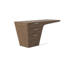 Angel Cerdá Scrivania da ufficio in legno noce, con cassetti laterali, maniglie in acciaio inox, base in acciaio cromato, stile moderno