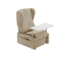 BELLAVITA Poltrona Relax e Reclinabile con 2 motori, poggiatesta, bracciolo rimovibile, tavolo e ruote (Avana) Reclinabile arredo casa, Poltrona elettrica con Ruote, poltrone per Anziani, disabili