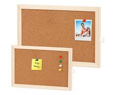 Lavagne di sughero, 2 pezzi di sughero in legno possono essere utilizzate come bacheca o bacheca, bacheca di sughero in legno adatta per ufficio scuola casa (2 dimensioni con accessori)