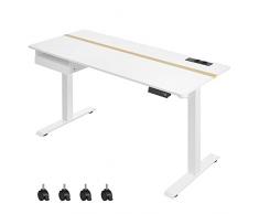 VASAGLE Scrivania Elettrica Regolabile in Altezza, Piano del Tavolo 60 x 140 cm, Regolabile in Continuo, Funzione di Memoria con 4 Altezze, Bianco LSD114W01