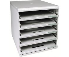 Exacompta Modulo 303040D - Cassettiera da ufficio, formato A4, 5 ripiani aperti, colore: Grigio chiaro
