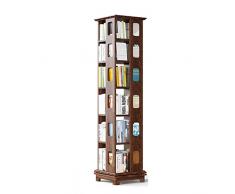 Libreria Girevole Libreria con Rotazione a 360 Gradi, libreria a Pavimento salvaspazio, mensola ad Angolo for la Scuola della Biblioteca dellhome Office (Color : Brown, Size : 6 Tier)