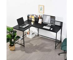 Scrivania per computer, a forma di L, scrivania angolare in MDF per casa, ufficio, postazione di lavoro, tavolo stabile, 165 x 110 x 75 – 95 cm