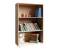 CASARIA Libreria Scaffale Vela 3 Ripiani 115cm Ufficio Mobile Archiviazione Marrone Effetto Rovere