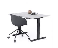 Mobili Fiver, Scrivania Regolabile Clara 120x80 Grigio Cemento con Gambe Nere