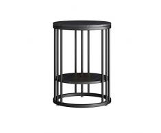 DEMYA Tavolino da caffè per il tempo libero sul balcone, tavolino rotondo con finitura in marmo, soggiorno, caffetteria, ufficio, tavolo per riviste in metallo a doppio strato (dimensioni: 40 * 40