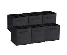 UMI. by Amazon Set di 6 Contenitore Pieghevole, Scatole per Armadio con 2 Manici, Cubi Cassetti in Tessuto Non Tessuto, Organizer Cesti Giocattoli per Casa, Ufficio, Asilo Nido, Colore Nero