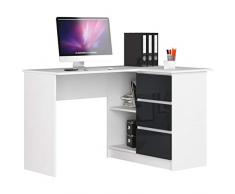 ADGO B16 - Tavolo angolare in legno, 124 x 77 x 85 cm, con 3 cassetti, per una stanza per bambini e ragazzi, officina e ufficio