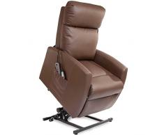 Poltrona relax massaggiante sollevapersone Compact, con funzione calore, 5 programmi, 3 livelli di intensità, 8 motori, doppio telecomando, ruote, in ecopelle di alta qualità, con tasca portaoggetti, disponibile in vari colori.