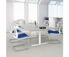 Weber Ufficio Easy tavolo da conferenza, 200 x 120 cm, grigio chiaro con elettrificazione, tavolo per riunioni, colore struttura: bianco