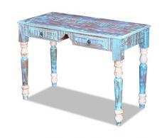 vidaXL Scrivania Porta PC Tavolo Ufficio 2 Cassetti Legno Massello Anticato