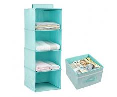 Appendere i vestiti di stoccaggio per i bambini con cassetto (4 scaffalature), Ripostiglio Organizzatore per Abbigliamento e accessori, sveglio di colore (verde menta)