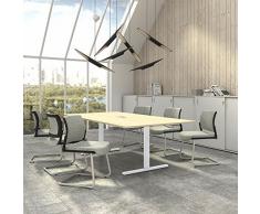 Weber Ufficio Easy tavolo da conferenza, 240 x 120 cm, in acero con elettrificazione, colore struttura: bianco