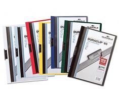 Durable 223802 Duraclip 60 Retail, Cartellina con Clip per Archiviare Documenti, Capacità 1 - 60 Fogli, Formato A4, Confezione da 5 Pezzi, Bianco