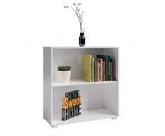 Casaria Libreria Scaffale Vela 77cm 2 Rripiani Mobile Archiviazione Documenti Bianco
