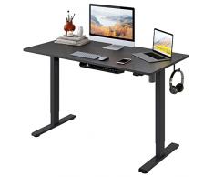 FLEXISPOT EG1-SET Scrivania Regolabile in Altezza Standing Desk Scrivania Elettrica Scrivania Motorizzata Telaio in Acciaio Solido a 2 stadi con Motore Per Lavorare da Casa (100 * 60cm,Nero+Nero)