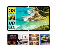 Schermo Proiettore 72 Pollici, 16:9 HD Telo Proiettore Anti Rughe Pieghevole Portatile Lavabile,Schermo Portatile e Pieghevole, Schermo Proiezione Esterno per Casa Ufficio Eventi All`Aperto Teatro