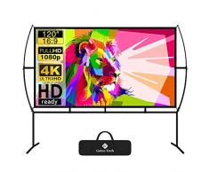 Schermo per Proiettore con Supporto Design Senza Rughe Formato 16: 9 120 Adatto per Home Theater Cinema per Proiezioni Domestica & All’aria Aperta Proiezioni Anteriore e Posteriore