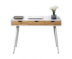 soges Scrivania con Cassette Scrivania Bianca Scrivania Computer Scrivania Moderna Workstation Desk con 3 Cassetti per Riporre i Documenti dei libri, 110 * 50 cm