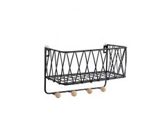 KJBGS Ripiano portaoggetti 1 PZ Metal Wood Wood Mount Stoccaggio Scaffale Posaggio Appeso Cestino con Ganci Home Storage Organizer Home Office Scaffali universali Comoda Staffa (Color : Black S)