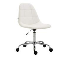 CLP Sedia Ufficio Reims In Similpelle I Sedia Lavoro Con Ruote I Poltroncina Design Imbottita I Sedia Scrivania Regolabile, Colore:bianco