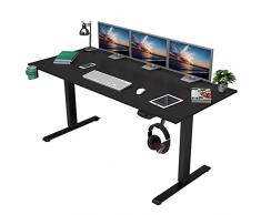 OUTFINE Doppio motore regolabile in altezza scrivania elettrica doppio motore casa ufficio stand up computer computer con bordo di giunzione (nero, 160 cm)